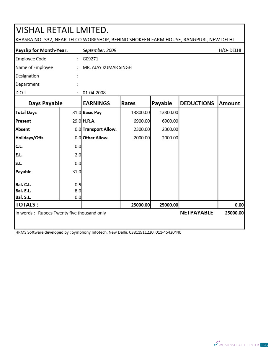 Download Vishal Retail LTD payslip template in Excel and PDF formats.pdf, 1 Photoshop template